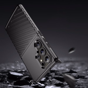 Thunder dėklas telefonui Samsung Galaxy S25 Ultra silikoninis šarvuotas dėklas - juodas