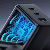 Įkroviklis Joyroom JR-TCG01 65W GaN 2xUSB-C/USB-A + USB-C to USB-C cable 1.2m juodas