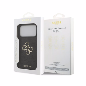 Dėklas Guess PU 4G Metal Logo Apple iPhone 18 Pro pilkas