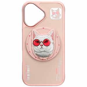Nimmy Glasses Cool Cat MagSafe dėklas iPhone 16 - rožinis