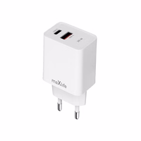 Maxlife MXTC-13-20AC PD QC įkroviklis 1x USB-C 1x USB 20W baltas