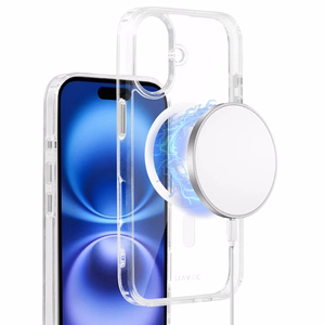 Liavec Blizgus Magnetinis Skaidrus dėklas telefonui Iphone 16 balta