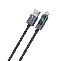 Dudao L7T USB-A - USB-C 66W kabelis su LED ekranu 1m - juodas