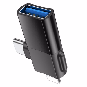 Adapteris OTG 2in1 USB C / Lightning į USB A Hoco UA17 juodas