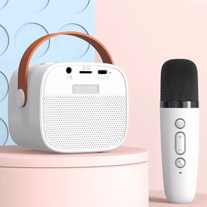 Blavec nešiojamas Bluetooth garsiakalbis WS-07 Karaoke Party 5W su 2 mikrofonais baltas