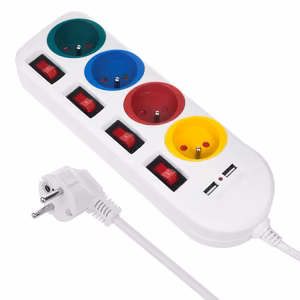 "Maclean" maitinimo juosta, prailgintuvas, 4 lizdai + 2xUSB, su jungikliais, 250VAC/10A, 2.1A 5V, 1,5 m, balta, MCE229 W