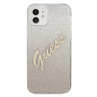 Guess GUHCP12SPCUGLSGO iPhone 12 mini 5.4" auksinis/auksinis kietas dėklas Glitter Gradient Script