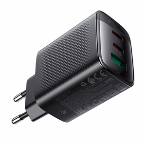 Acefast A108 GaN PD sieninis įkroviklis, 67 W, 2 × USB-C, 1 × USB-A, juodas