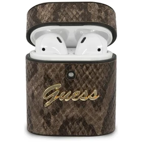 Guess GUACA2PUSNSMLBR AirPods 1/2 dėklas rudas/rudas Python kolekcija