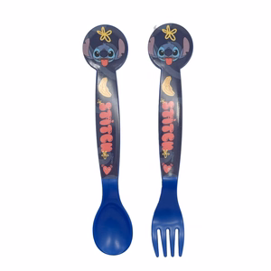 Disney Stitch Palms plastikinių stalo įrankių rinkinys su šaukštu ir šakute