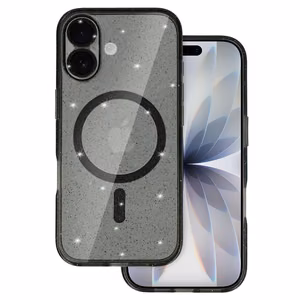 Blizgantis magnetinis dėklas telefonui Iphone 17, juodas, permatomas