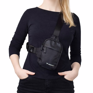 Wozinsky WMS-W1 vandeniui atspari unisex mini rankinė per petį telefonui su dviem skyriais - juoda