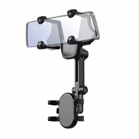 Automobilinis telefono laikiklis galinio vaizdo veidrodžiui - juodas