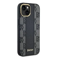 DKNY Odinis langeliais raštuotas magnetinis dėklas iPhone 15/14/13 - juodas