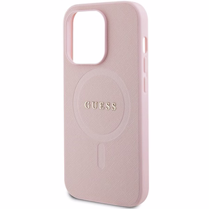 Guess GUHMP14LPSAHMCP dėklas telefonui iPhone 14 Pro - rožinis Saffiano Magnetinis