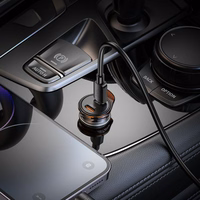 Automobilinis įkroviklis Hoco 2 x USB C QC PD 45W + kabelis USB C į Lightning NZ16B metalinis pilkas