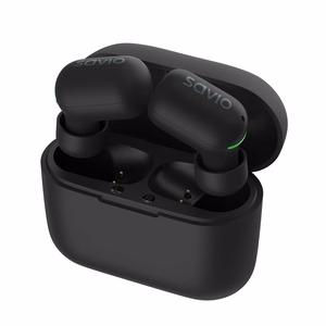 Savio TWS-09 IPX5 belaidės in-ear ausinės muzikai Bluetooth juodos