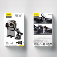 Dudao F19 spaustuko tipo automobilinis laikiklis su 15W indukciniu įkrovikliu - juodas