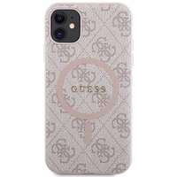 Guess GUHMN61G4GFRP iPhone 11 6.1" / Xr rožinis/rožinis kietas dėklas 4G kolekcija odinis metalinis logotipas Magnetinis