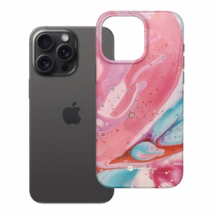FORCELL F-PROTECT Mirage, karinio lygio dėklas su MagSafe, suderinamas su IPHONE 15 PRO MAX rožinis marmuras