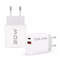 Blavec sieninis įkroviklis BC-2 - USB + Type C - QC 3.0 PD 20W su Type C į Type C kabeliu (TCBC2-UCW20+CC) baltas
