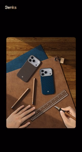 Benks Magnetic Armor Air Armor Grid Kevlar dėklas metaliniu rėmeliu 600D (A068) iPhone 17 Air auksinis