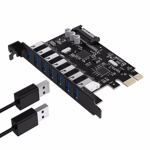 Orico PVU3 PCIe išplėtimo plokštė su 7 USB 3.0 jungtimis, skirta staliniams kompiuteriams – juoda
