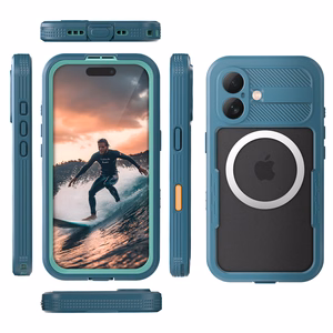 Crong Seal Cover vandeniui atsparus IP68 dėklas, skirtas iPhone 17, jūrinis mėlynas
