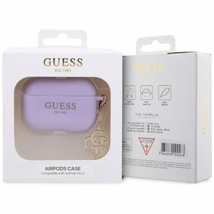 Guess GUAP2LECG4U dėklas AirPods Pro 2 dangteliui - violetinė skysta silikoninė blizganti trikampė pakabukas