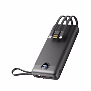VEGER Išorinė baterija 20000 mAh su įmontuotu kabeliu Micro USB / Type C / Lightning C20 (W2047 / W2059) juoda