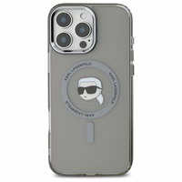 Karl Lagerfeld IML Metal Karl Head Magnetinis dėklas telefonui iPhone 16 Pro Max - juodas