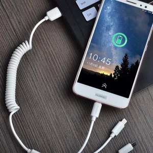 Įkroviklis automobilinis Dudao R7 (2xUSB; 2.4A) + 3in1 laidas lightning+micro+type-C baltas