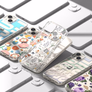 Ringke Fusion Design šarvuotas dėklas su geliniu rėmeliu iPhone 14 Plus skaidrus (Floral) (FD637E31)