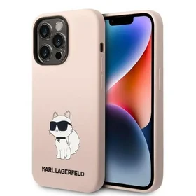 Karl Lagerfeld Silicone Choupette dėklas telefonui iPhone 14 Pro Max - rožinis