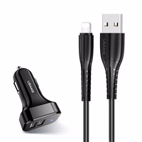 USAMS automobilio įkroviklis 2xUSB C13 2,1A Lightning juodas NTU35LC13TZ