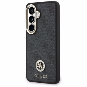 Guess 4G Big Rhinestone Triangle Strap MagSafe dėklas + dirželis Samsung Galaxy S26 juodas