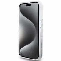 Hello Kitty Liquid Glitter Charms Kitty Head dėklas telefonui iPhone 14 Pro Max - sidabrinė