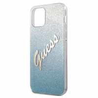 Guess GUHCP12SPCUGLSBL iPhone 12 mini 5.4" mėlynas/mėlynas kietas dėklas Glitter Gradient Script