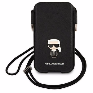 Karl Lagerfeld rankinė KLHCP12MOPHKMK 6,1" juoda hardcase Saffiano Ikonik Karl's
