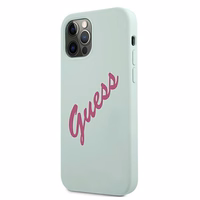 Guess GUHCP12MLSVSBF iPhone 12/12 Pro 6.1" mėlynas fuksija/mėlynas fuksija kietas dėklas Silikoninis Vintage