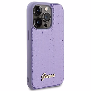 Guess Sequin Script Metal dėklas telefonui iPhone 15 Pro - violetinė