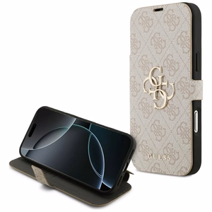 Guess Book 4G Metal Logo dėklas telefonui iPhone 17 Pro Max - rožinis