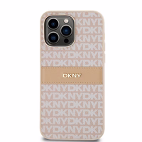 DKNY odinis mono juostelės ir metalinis logotipas dėklas iPhone 14 Pro - rožinis