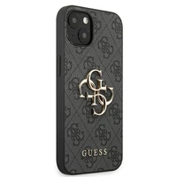 Guess GUHCP13M4GMGGR iPhone 13 / 14 / 15 6.1" pilkas/pilkas kietas dėklas 4G Didelis Metalinis Logotipas