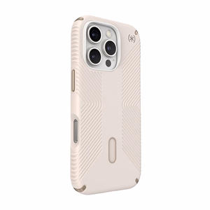 Speck Presidio2 Grip ClickLock & MagSafe dėklas, skirtas iPhone 16 Pro, „Bleached Bone“ / „Heirloom Gold“ / „Hazel Brown“