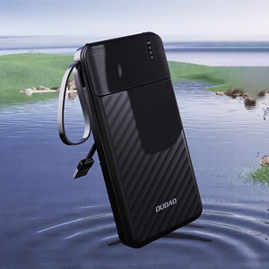 Dudao K11 10000mAh išorinė baterija su įmontuotais kabeliais - juoda