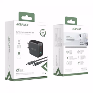 Įkroviklis Acefast A13 juodas 65W (2xPD / 1xQC3.0) + Type-C / Type-C 120cm laidas