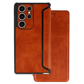 Razor odinis knygos tipo dėklas telefonui Samsung Galaxy S23 Plus rudas