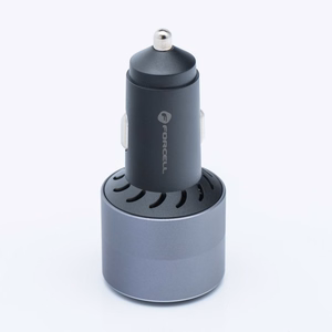 FORCELL F-ENERGY Alu automobilinis įkroviklis 2 x Type C + USB A PD QC4.0 SFC2.0 3A 85W pilkas