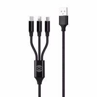 "Forever 3in1" kabelis USB - "Lightning" + USB-C + microUSB 1,2 m 2A juodas